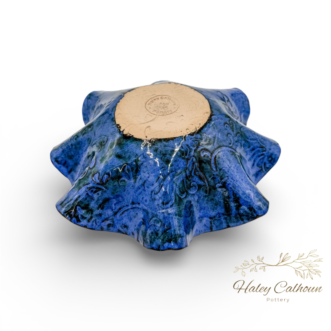 Blue Midnight Scalloped Bowl