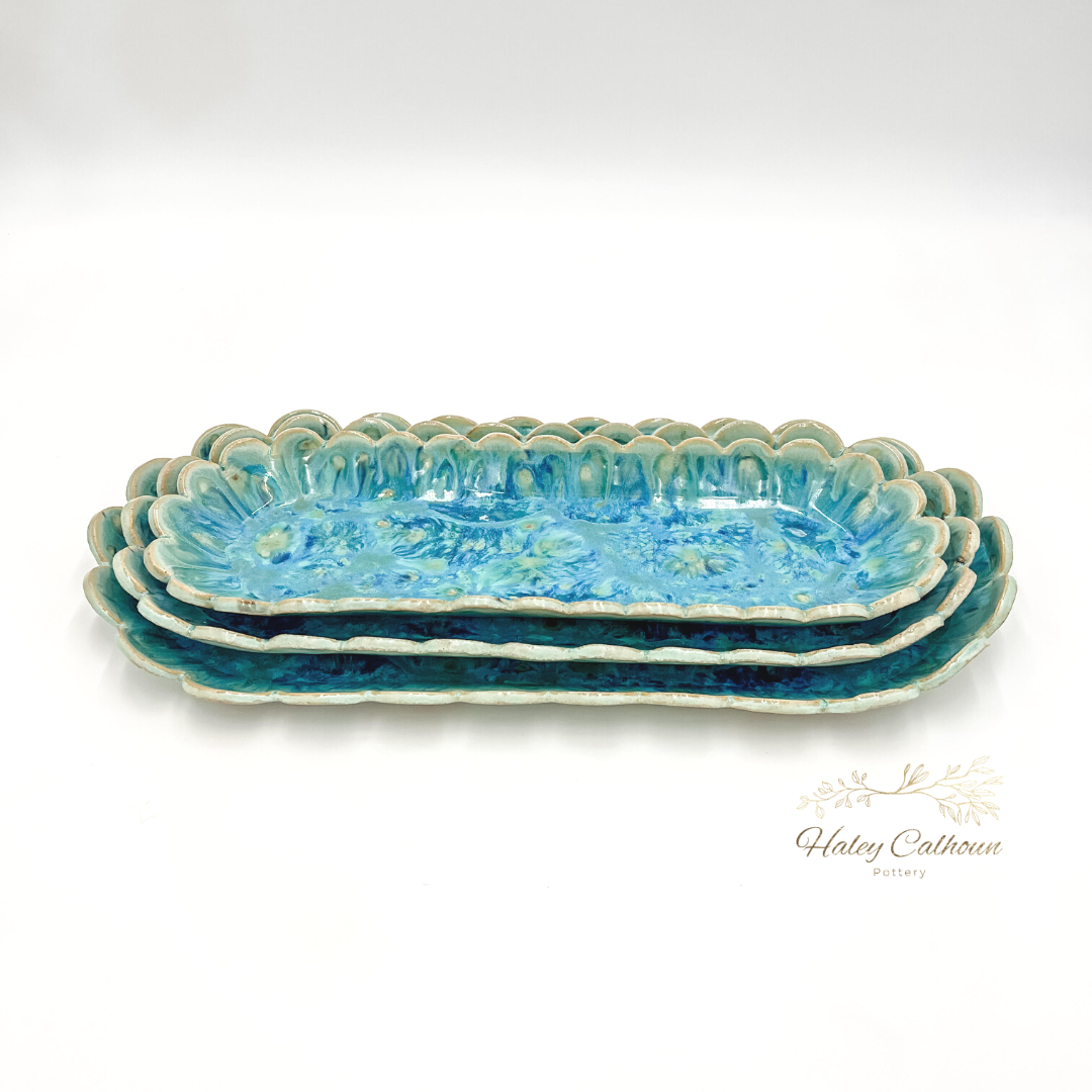 Blue Bay Scalloped Platters