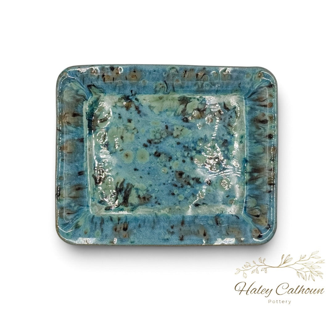 Cyan Small Rectangular Platter