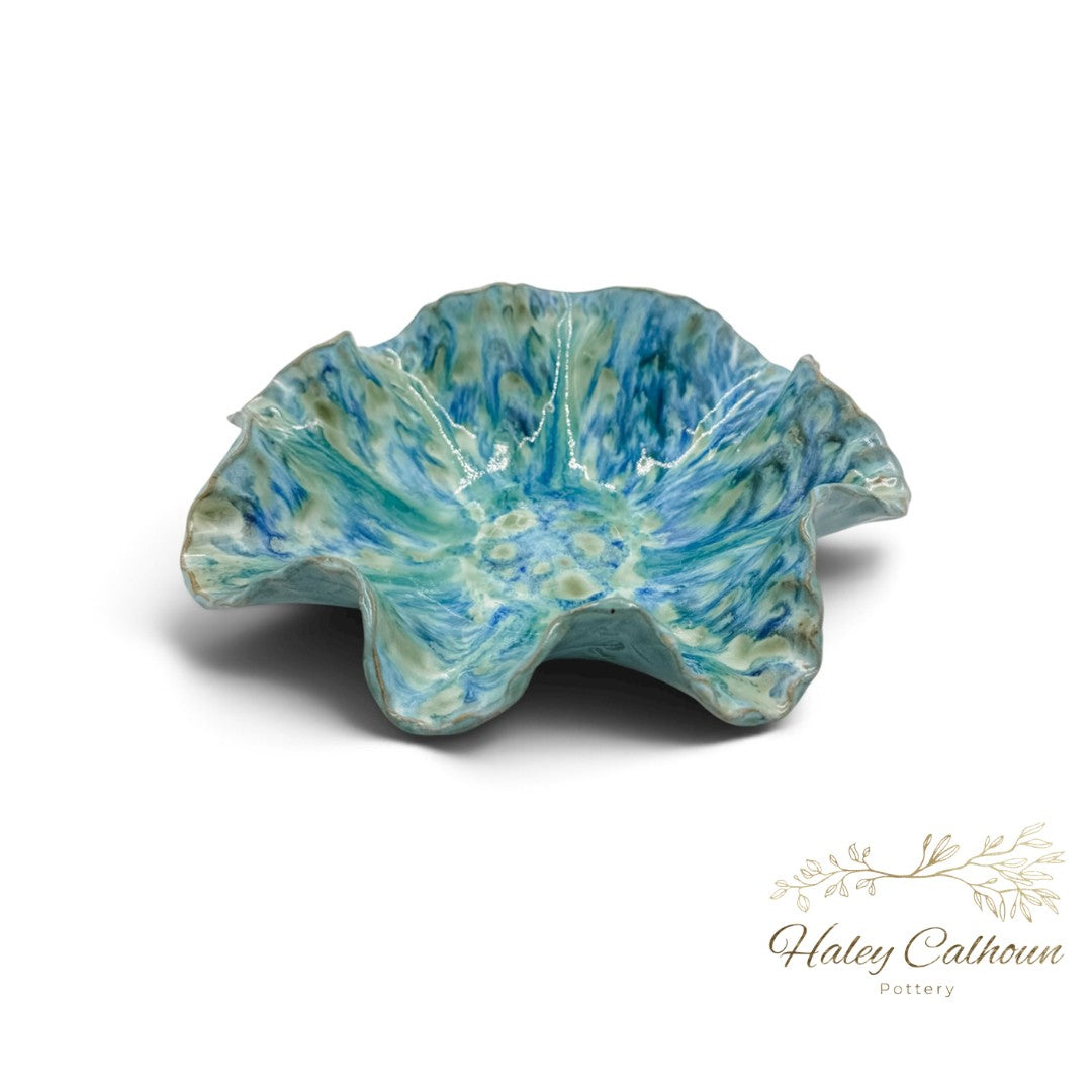 Robins Egg Scalloped Bowl
