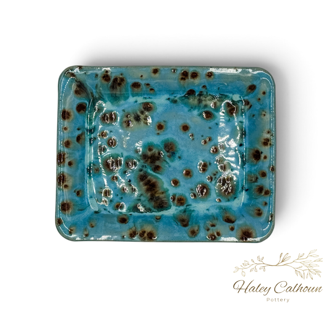 Blue Cheetah Small Rectangular Platter