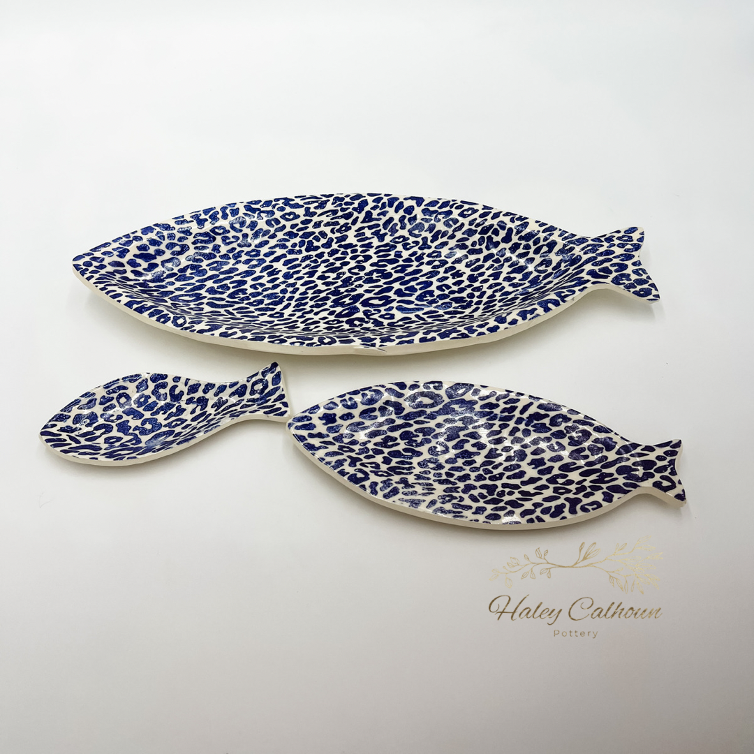 Blue Leopard Set of 3 Fish