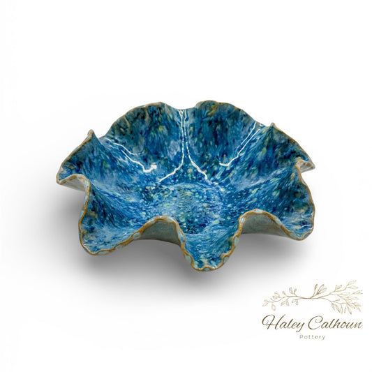 Blue Ice Scalloped Bowl