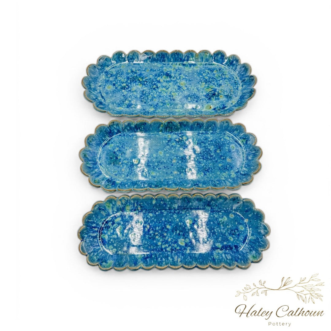 Blue Ice Scalloped Platters