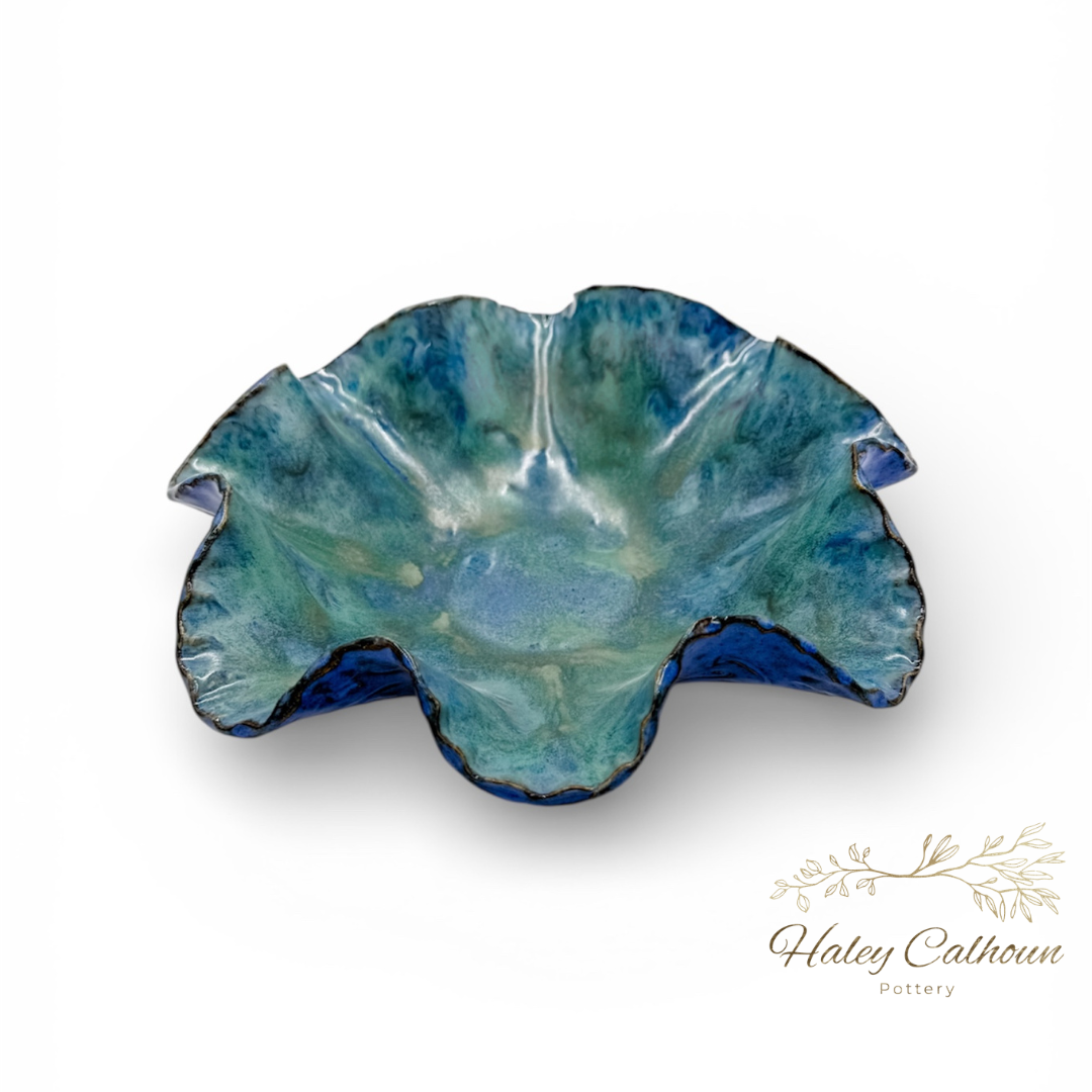 Blue Midnight Scalloped Bowl