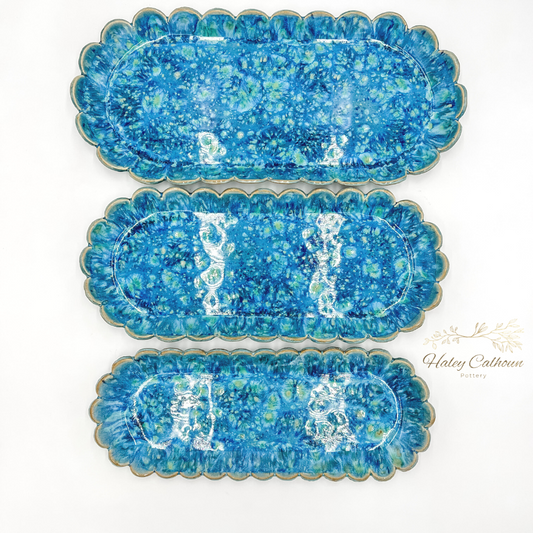 Blue Ice Scalloped Platters