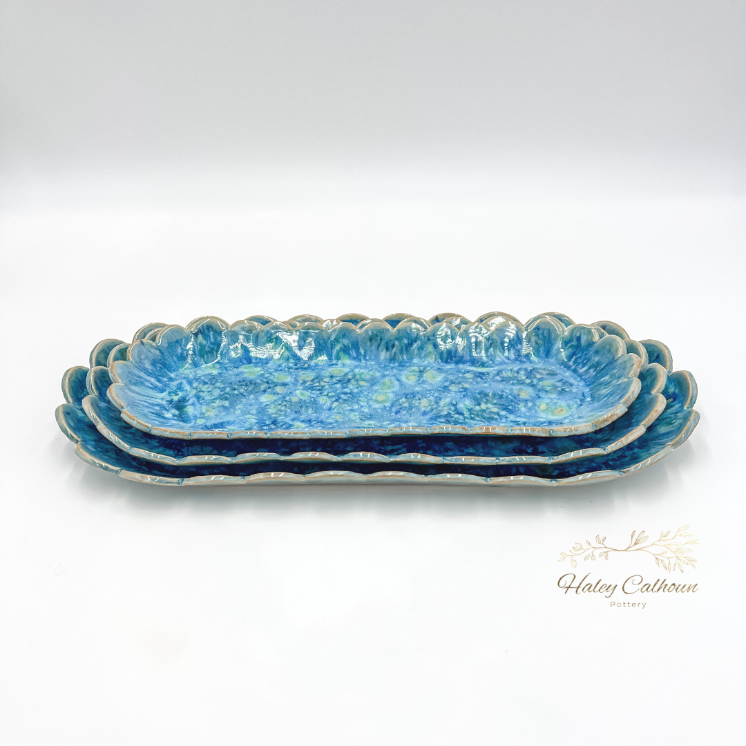 Blue Ice Scalloped Platters