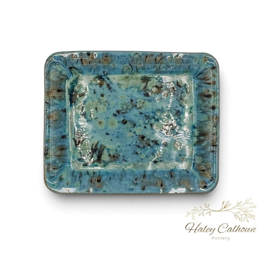 Cyan Small Rectangular Platter