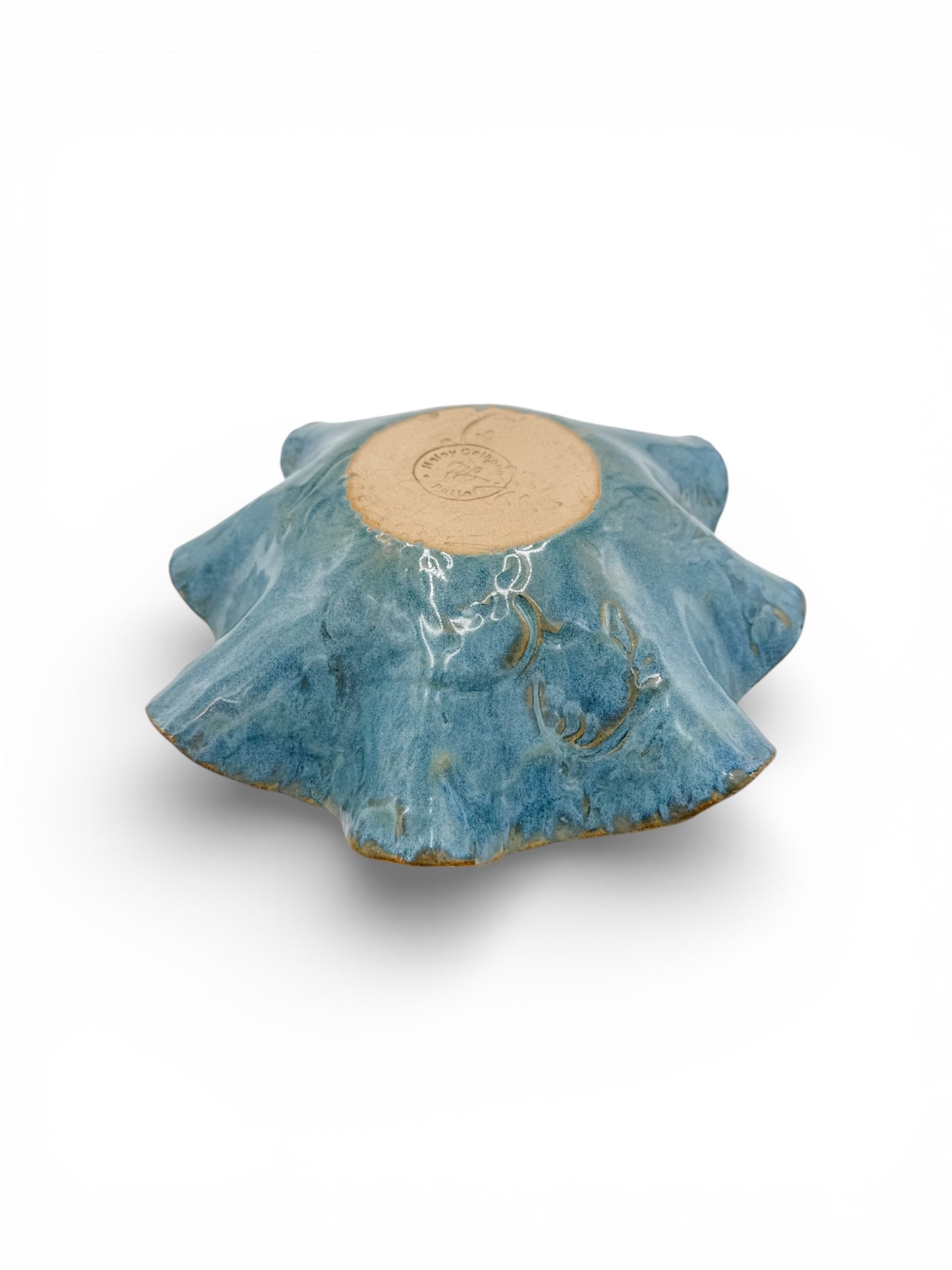Blue Cheetah Scalloped Bowl