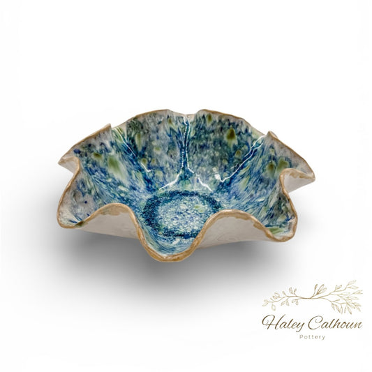 Peacock Scalloped Bowl