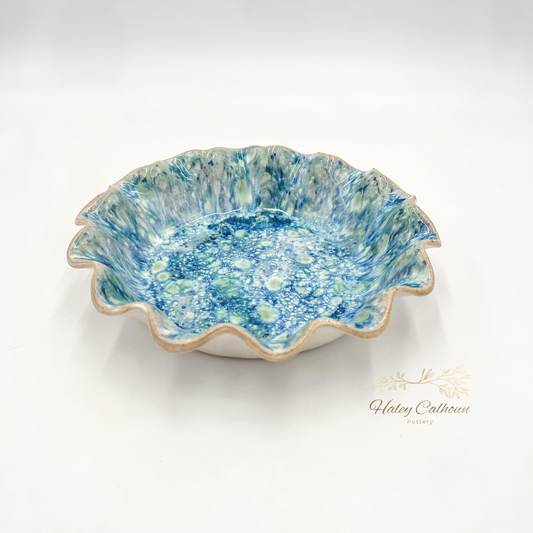 Peacock Small Round Scalloped Bowl