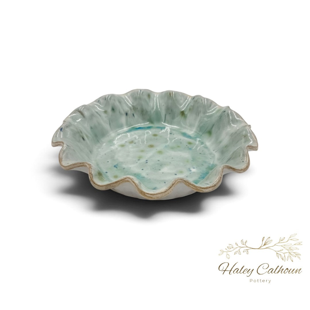 Spring Rain Round Scalloped Bowl