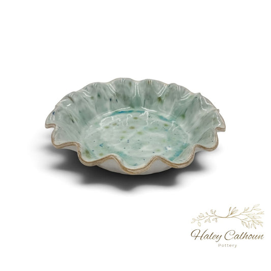 Spring Rain Round Scalloped Bowl