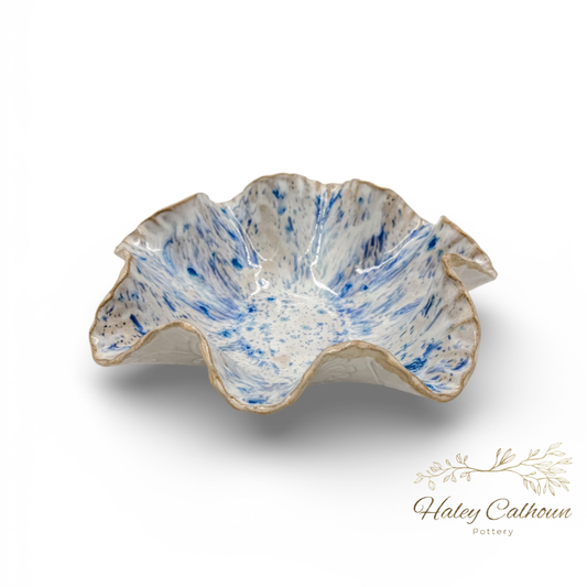Sunrise Blue Scalloped Bowl