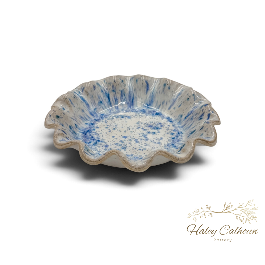 Sunrise Blue Small Round Scalloped Bowl