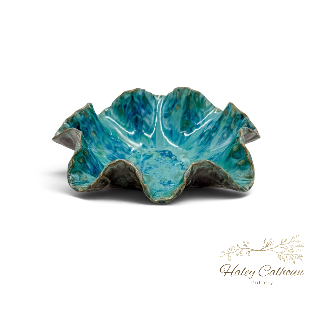 Blue Beach Scalloped Bowl