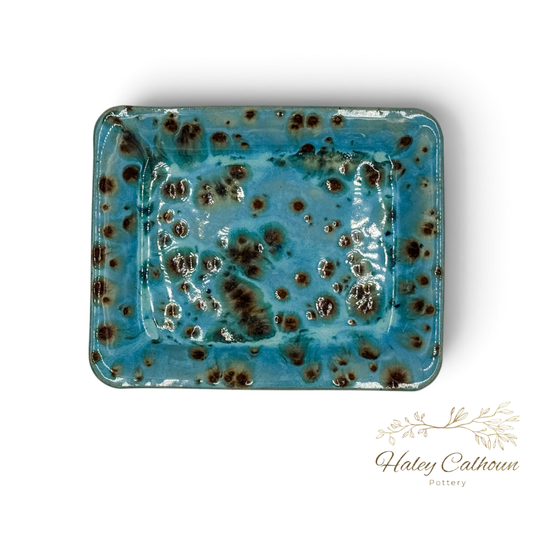 Blue Cheetah Small Rectangular Platter