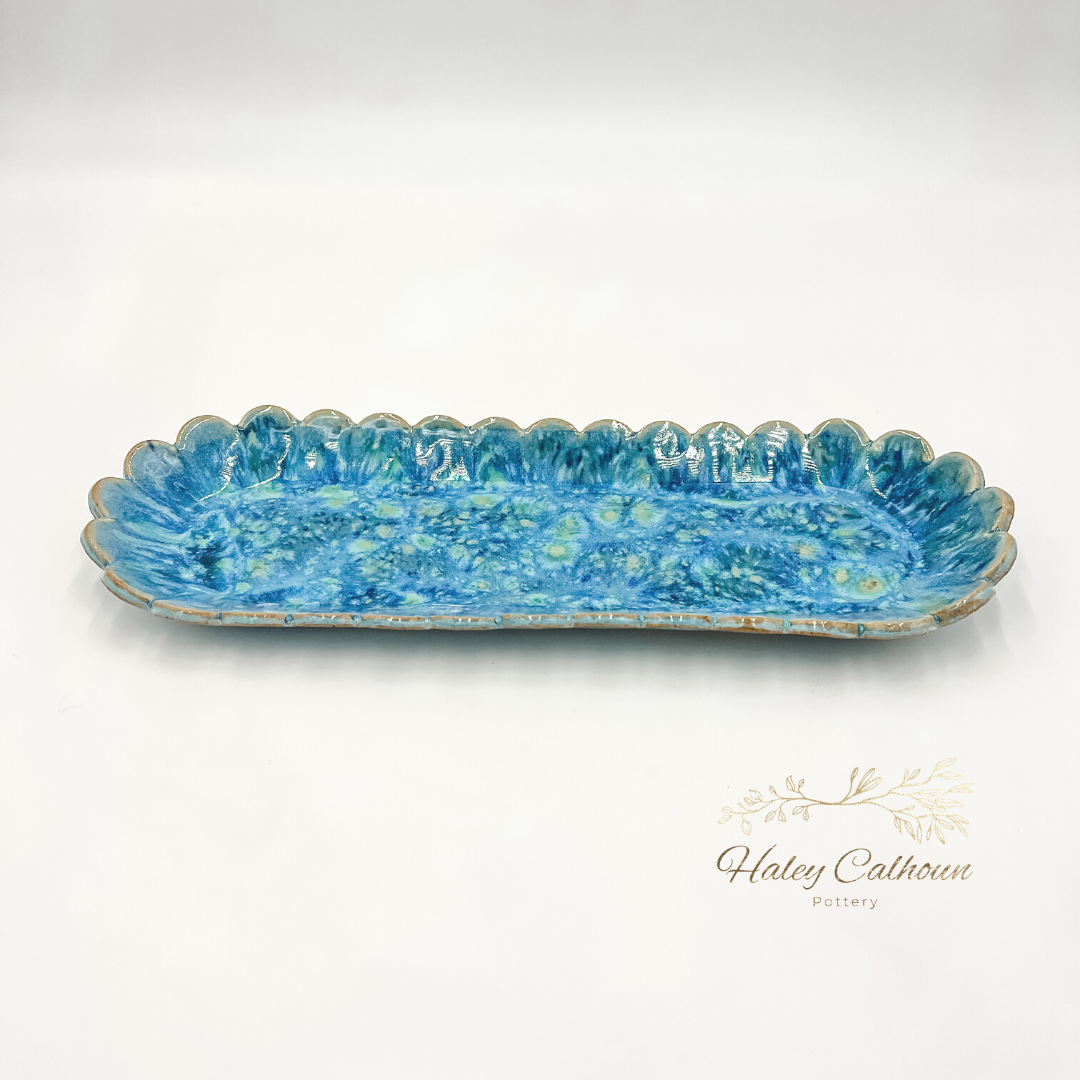 Blue Ice Scalloped Platters