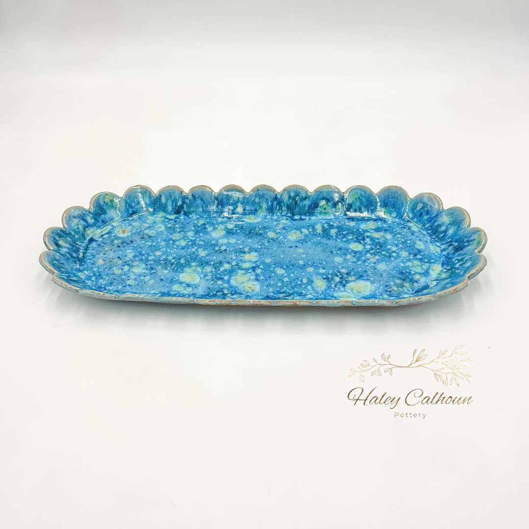 Blue Ice Scalloped Platters