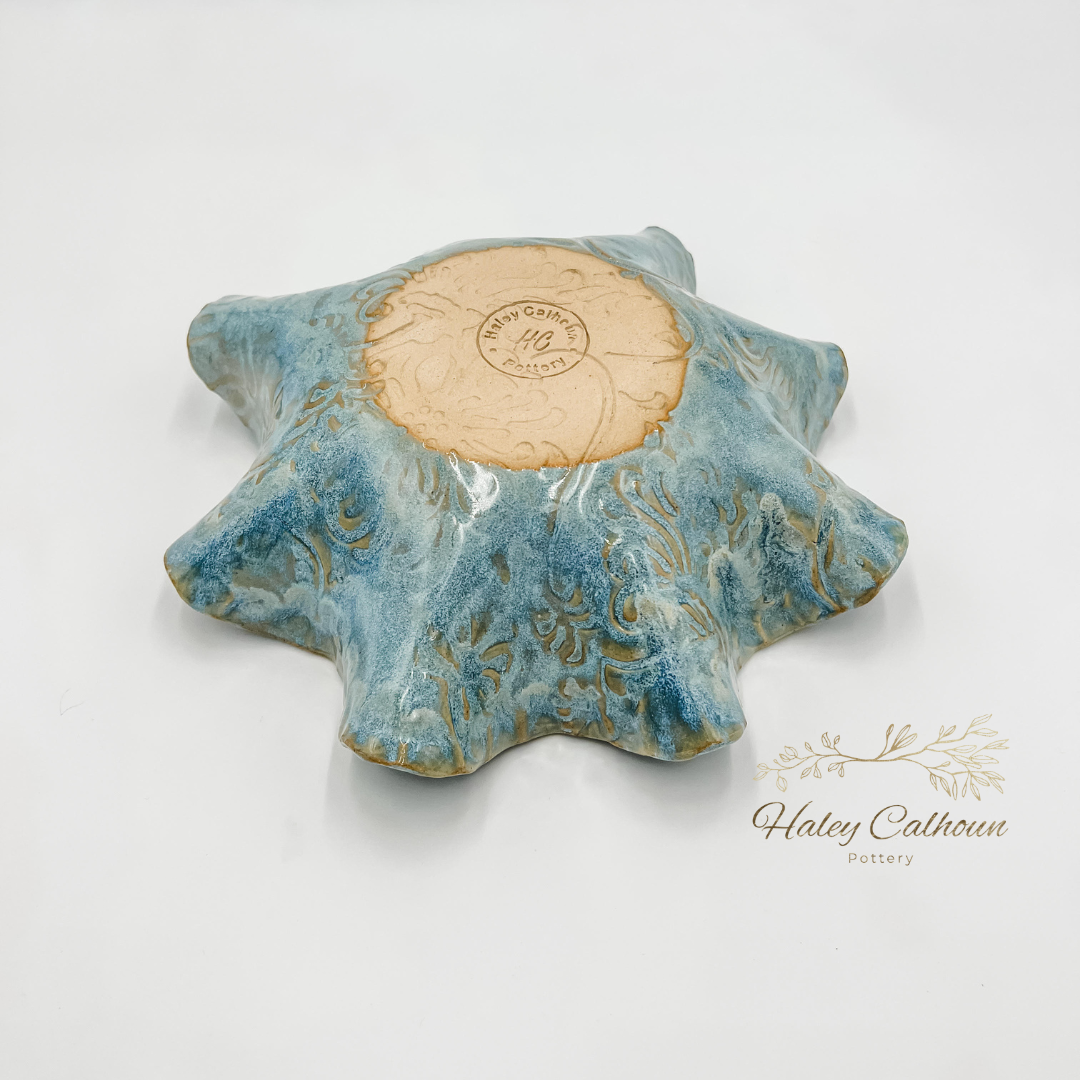 Blue Cheetah Scalloped Bowl