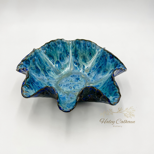 Blue Midnight Scalloped Bowl