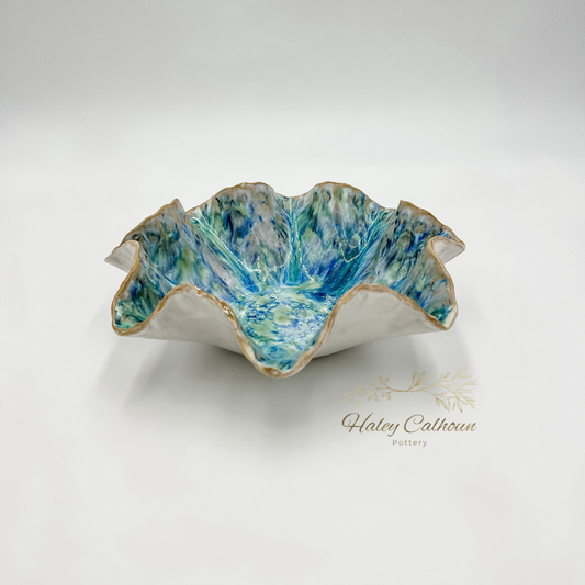 Peacock Scalloped Bowl