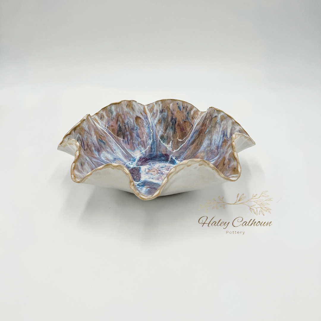 Purple Rain Scalloped Bowl