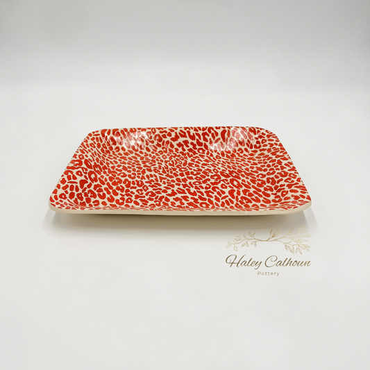 Red Leopard Small Rectangular Platter