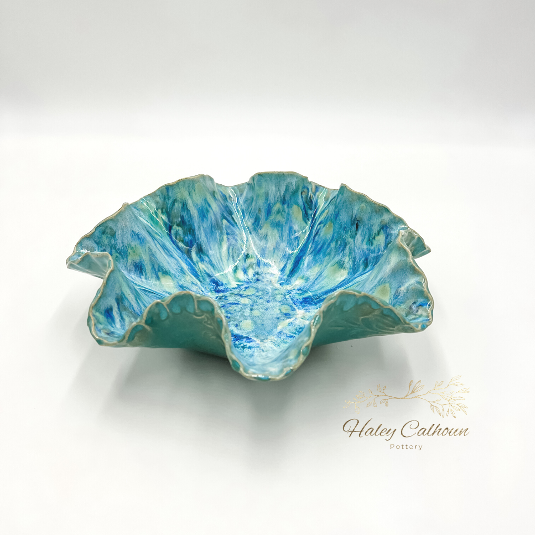 Robins Egg Scalloped Bowl